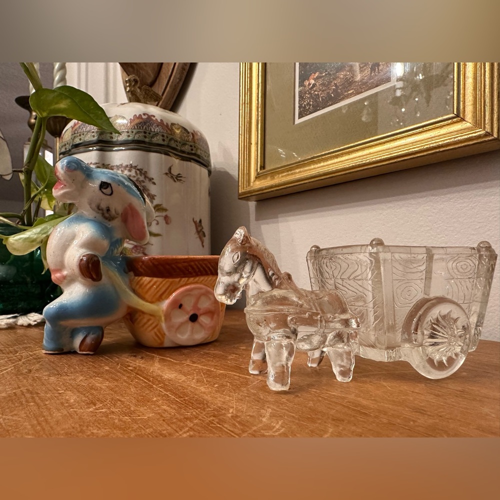 Vintage Donkey Figurine Mini Planter / Match Holder